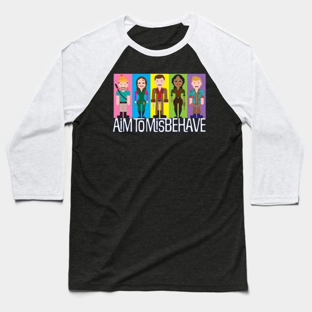 Aim to Misbehave Baseball T-Shirt by Hart Comic Art